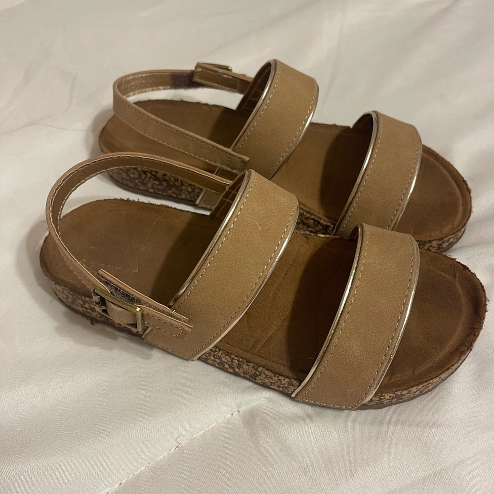 Tan Double Strap Sandals
